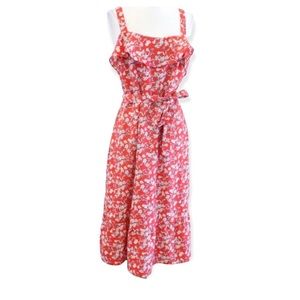 Banana Republic Red White Floral Flounce Sundress, Size 6